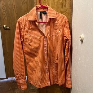 Orange Striped Button Down Shirt